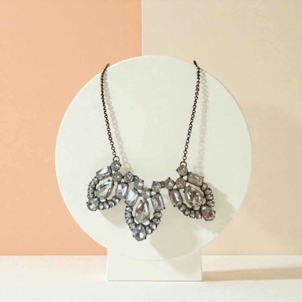 J. Crew Elegant clear rhinestone Statement Necklace